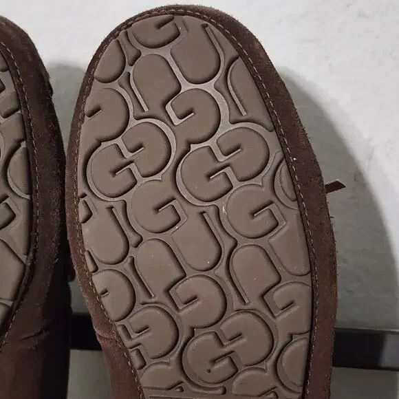 UGG Olsen Men's Suede Shearling Lined Moccasin Slippers Shoes Size 10 Brown - Picture 7 of 9